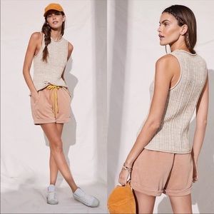 NEW ANTHROPOLOGIE Pilcro Knit High Neck Tank Top Neutral Tan Medium